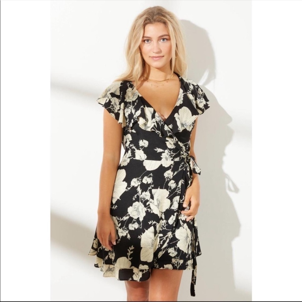Free People French Quarter Floral Print Wrap Mini Dress Size‎ XS